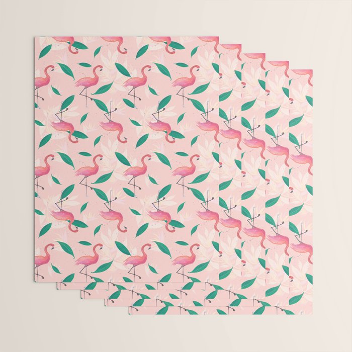 Pink flamingo tropical pattern Wrapping Paper Gallery Image 3
