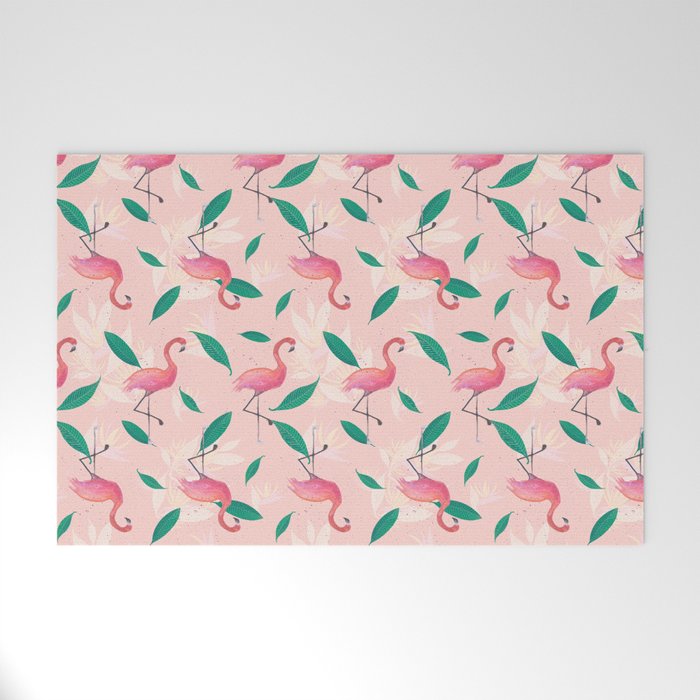 Pink flamingo tropical pattern Welcome Mat Gallery Image 1