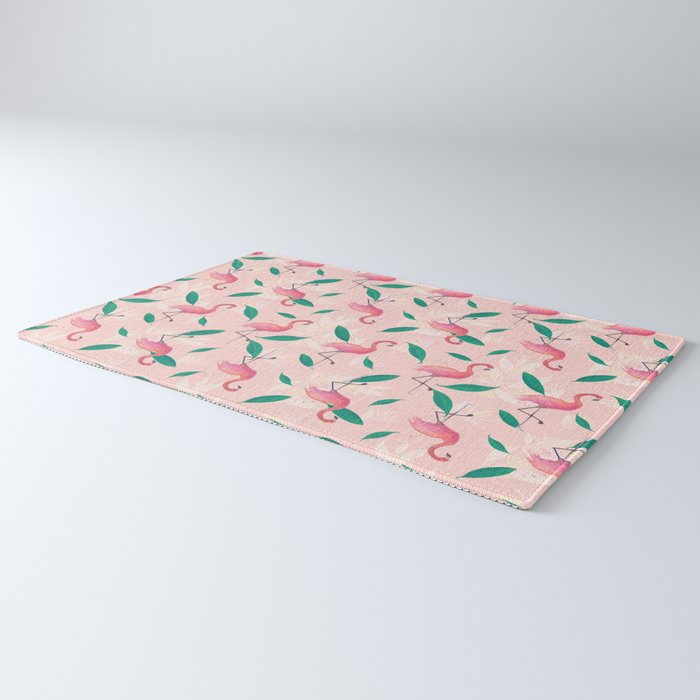 Pink flamingo tropical pattern Rug Gallery Image 3