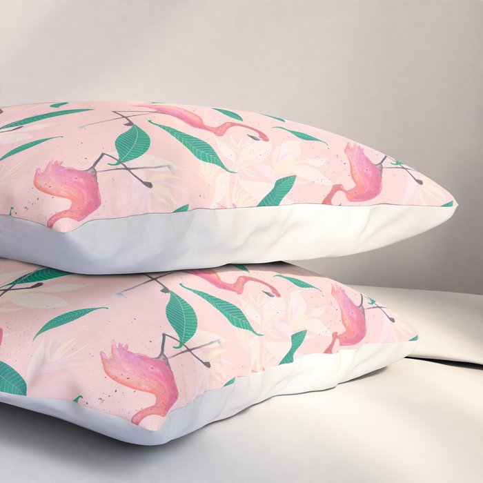 Pink flamingo tropical pattern Pillow Sham Gallery Image 3
