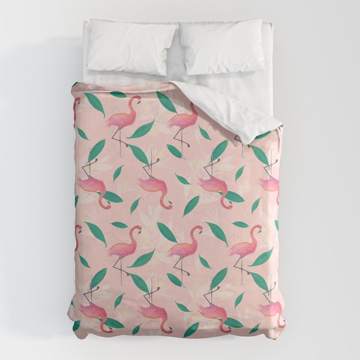 Pink flamingo tropical pattern Duvet Cover Gallery Image 1