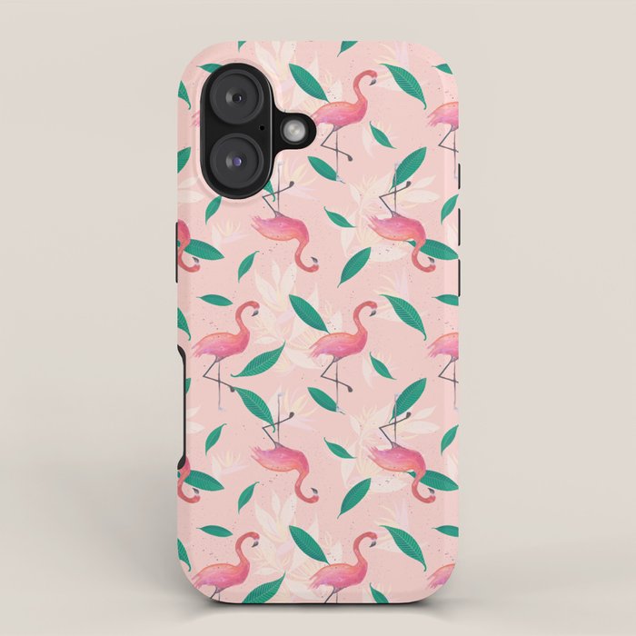 Pink flamingo tropical pattern iPhone Case Gallery Image 1