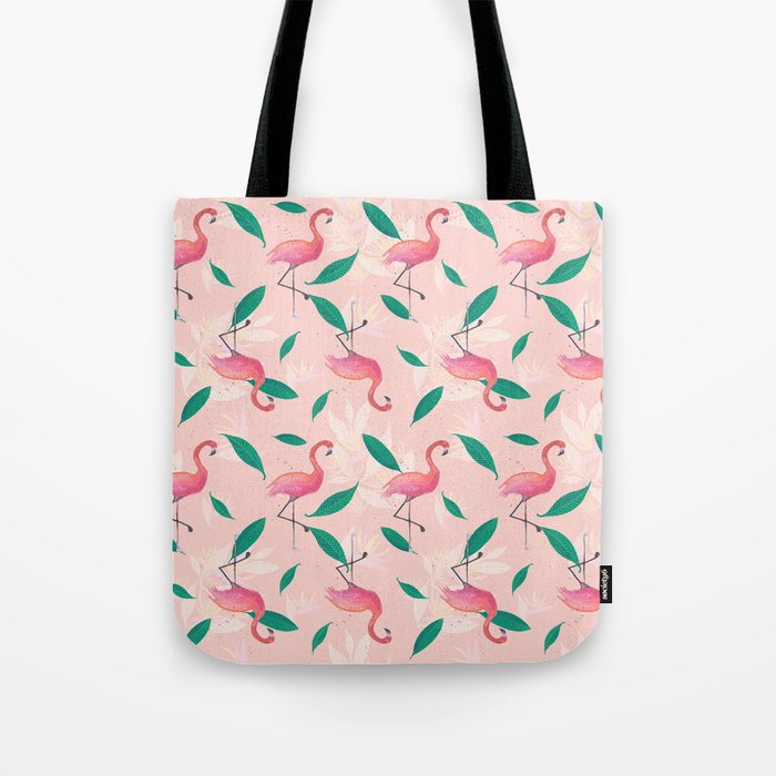 Pink flamingo tropical pattern Tote Bag Gallery Image 1