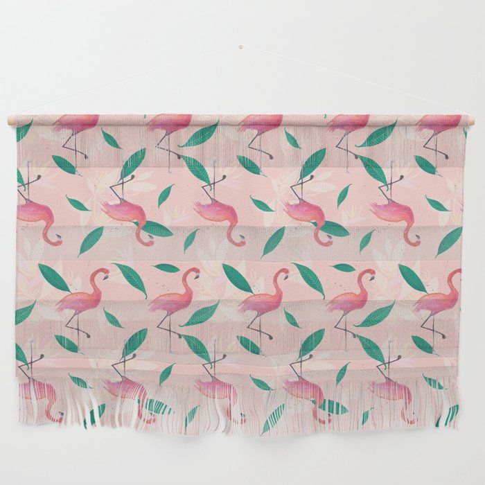 Pink flamingo tropical pattern Wall Hanging Gallery Image 1
