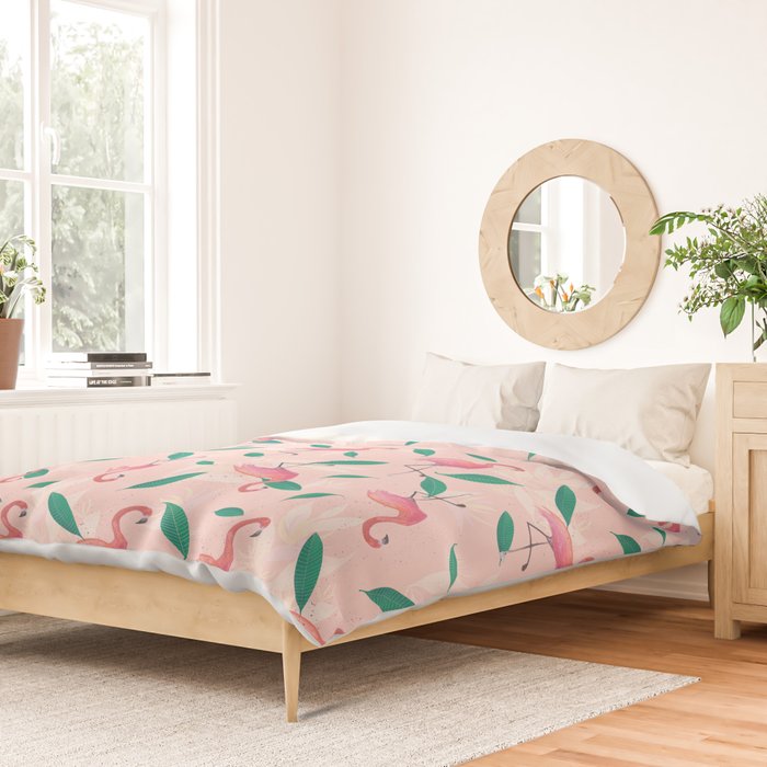 Pink flamingo tropical pattern Duvet Cover Gallery Image 2
