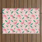 Pink flamingo tropical pattern Outdoor Rug Gallery Image 1