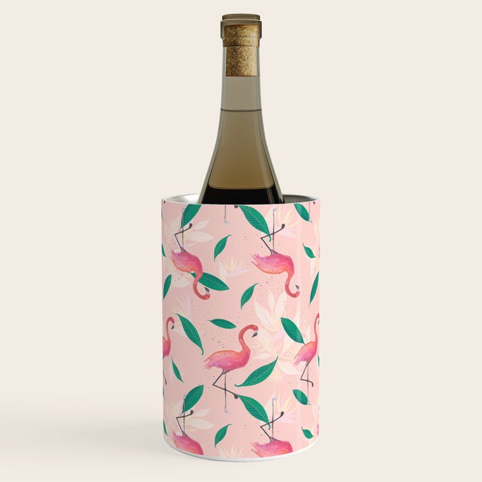 Pink flamingo tropical pattern Wine Chiller Gallery Image 3