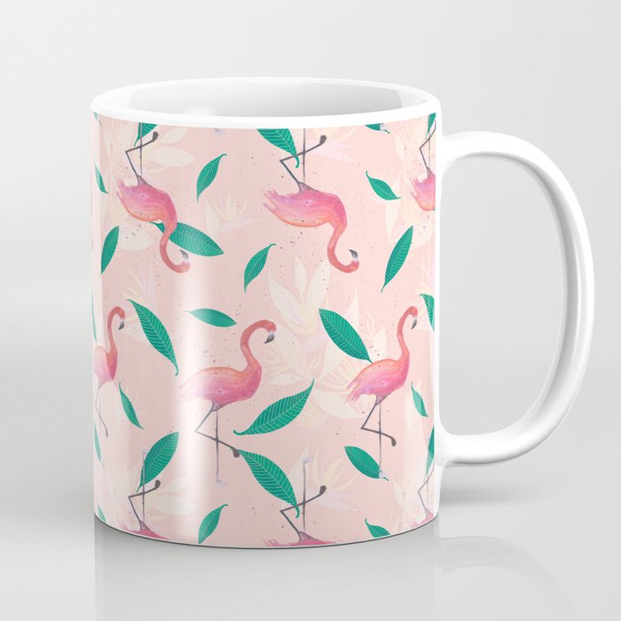 Pink flamingo tropical pattern Coffee Mug Gallery Image 1