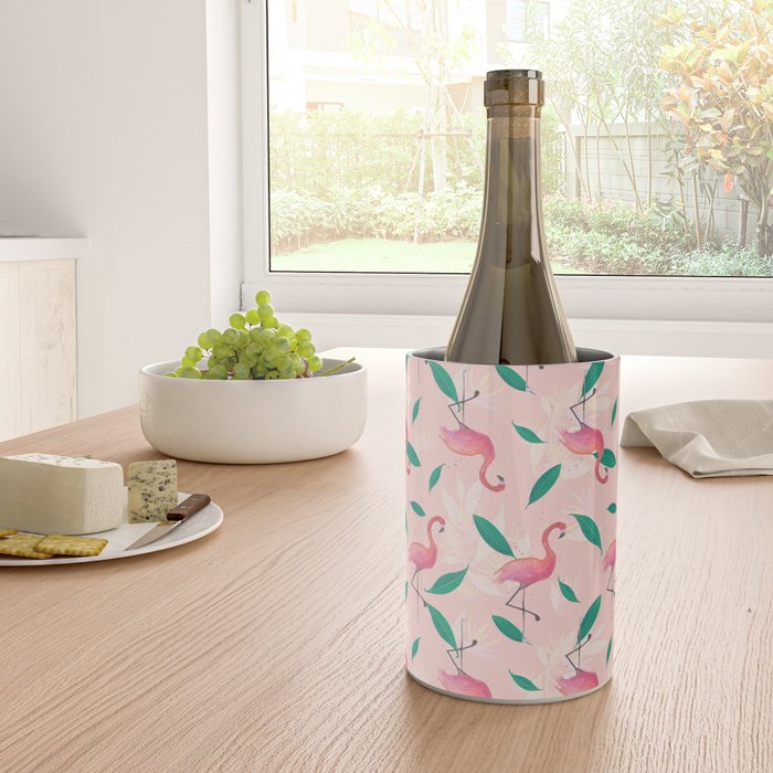 Pink flamingo tropical pattern Wine Chiller Gallery Image 4