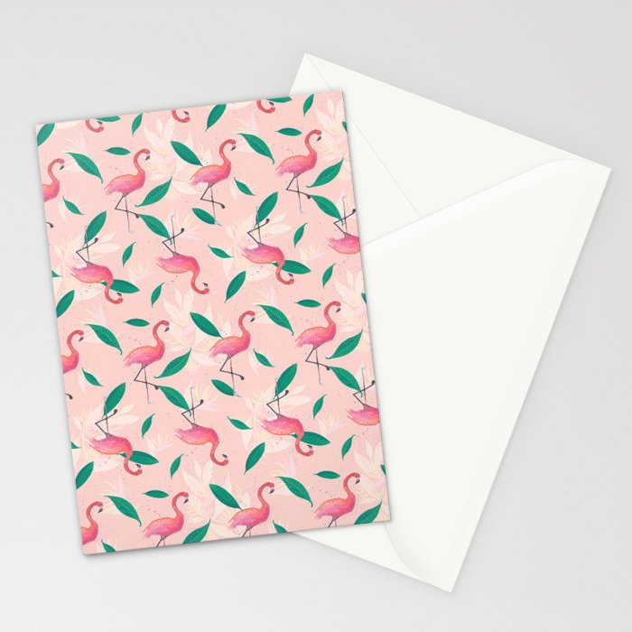 Pink flamingo tropical pattern Stationery Card Gallery Image 2