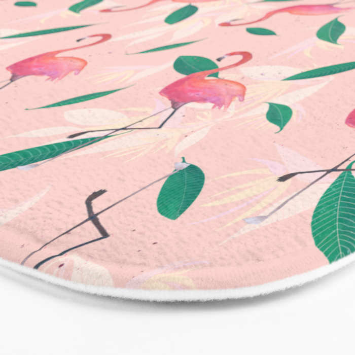 Pink flamingo tropical pattern Bath Mat Gallery Image 3