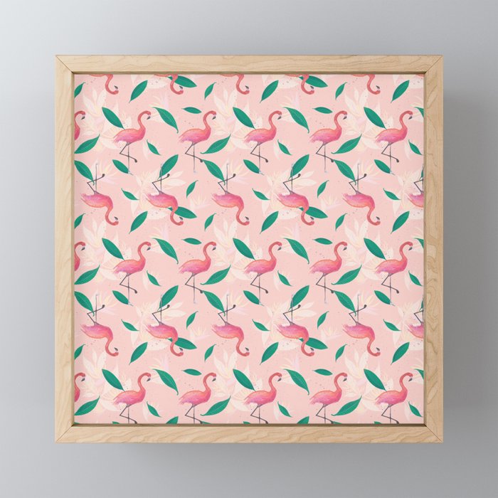 Pink flamingo tropical pattern Mini Art Print Gallery Image 1