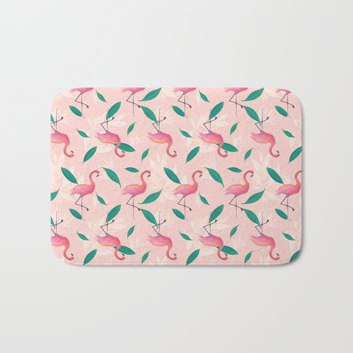 Pink flamingo tropical pattern Bath Mat Gallery Image 1
