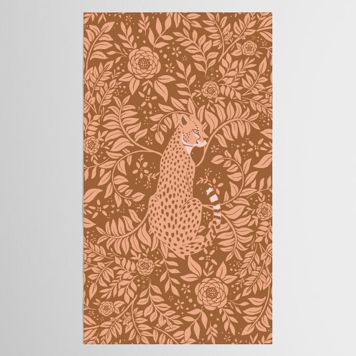 Summer Cheetah Floral Pattern - Fawn Brown Tablecloth Gallery Image 2