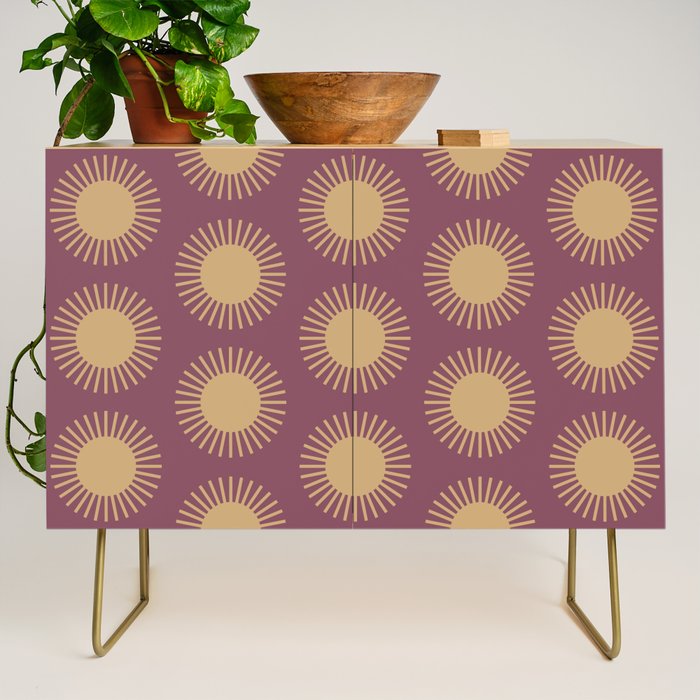Boho Summer Sun Pattern XI Mauve and Neutral Yellow Credenza Gallery Image 1