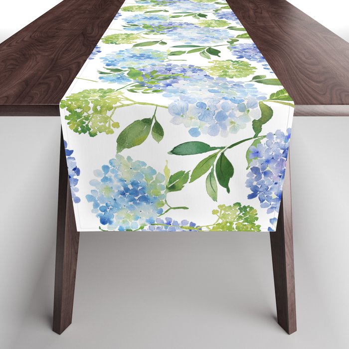 Blue Hydrangea Flowers Table Runner Gallery Image 1
