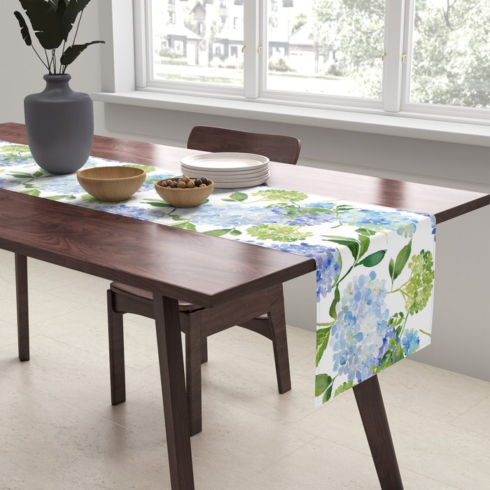 Blue Hydrangea Flowers Table Runner Gallery Image 2
