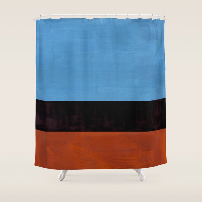 Autumn Sky Color field Abstract Mid Century Modern Minimalist  Shower Curtain Gallery Image 1