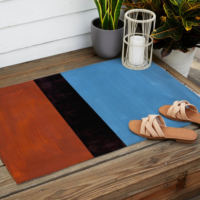 Autumn Sky Color field Abstract Mid Century Modern Minimalist  Outdoor Rug Gallery Image 2