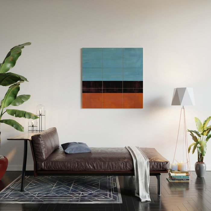 Autumn Sky Color field Abstract Mid Century Modern Minimalist  Wood Wall Art Gallery Image 2