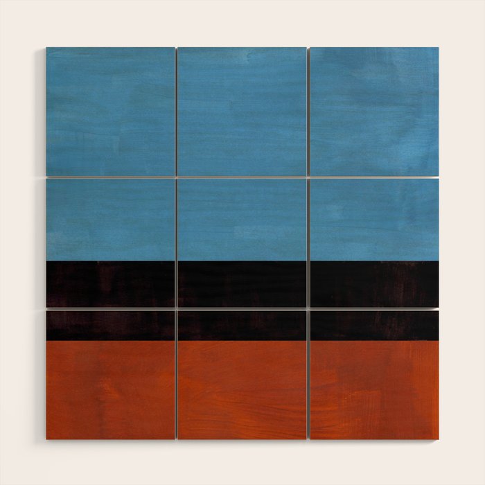 Autumn Sky Color field Abstract Mid Century Modern Minimalist  Wood Wall Art Gallery Image 1