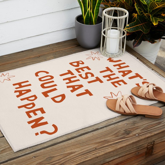 What's The Best That Could Happen in Burnt Orange and Linen White Outdoor Rug Gallery Image 2