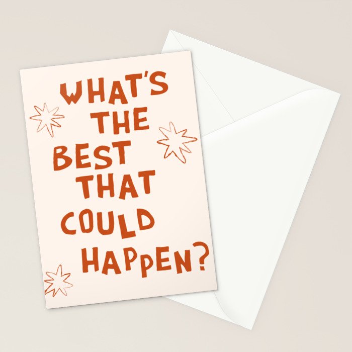 What's The Best That Could Happen in Burnt Orange and Linen White Stationery Card Gallery Image 2