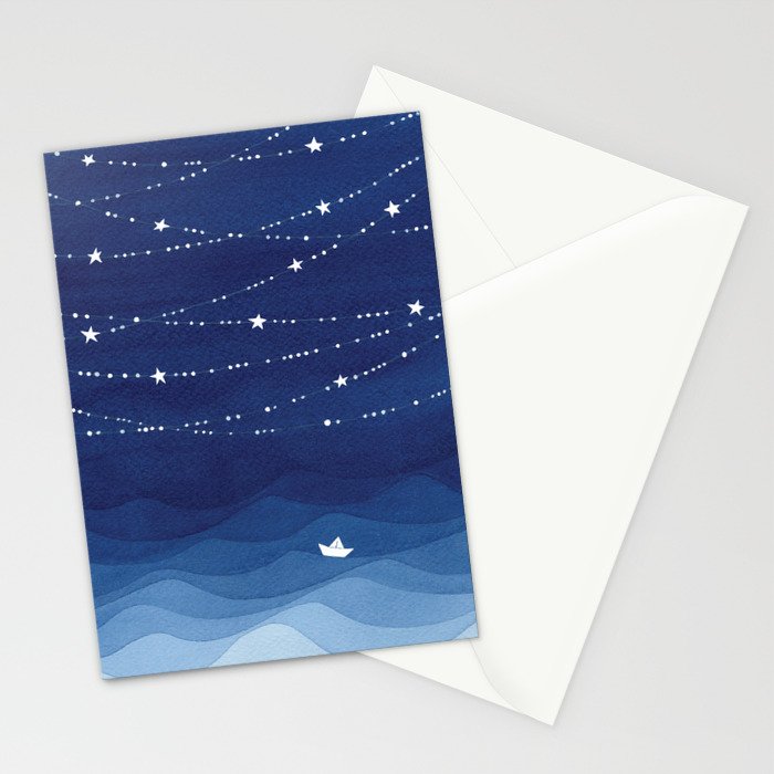 Garland of Stars IV, night sky Stationery Card Gallery Image 2