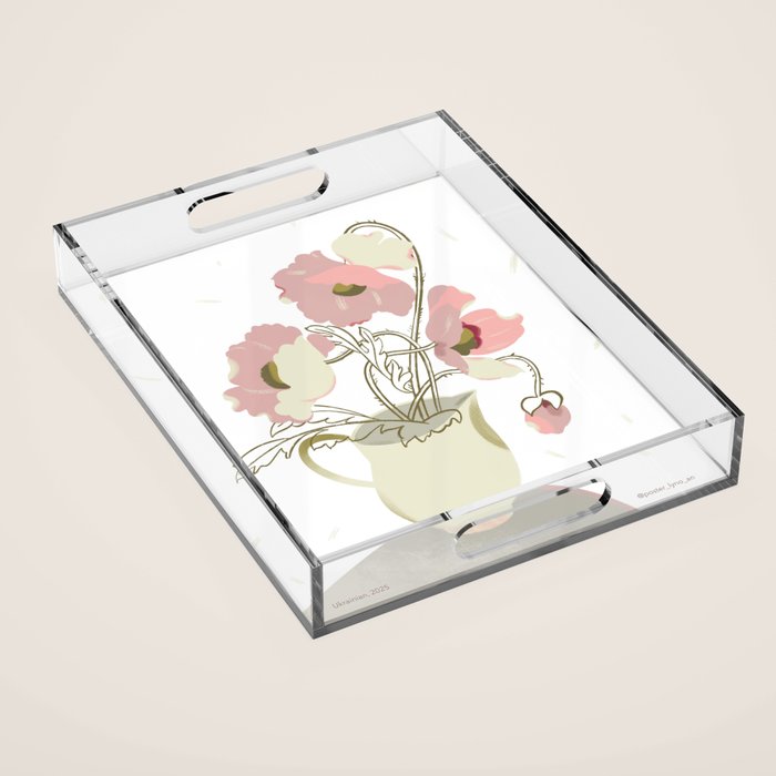  poppies in a jug Acrylic Tray Gallery Image 1