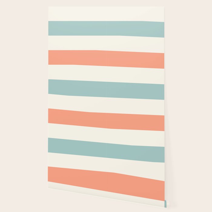 Orange, turquoise and cream stripes Wallpaper Gallery Image 2