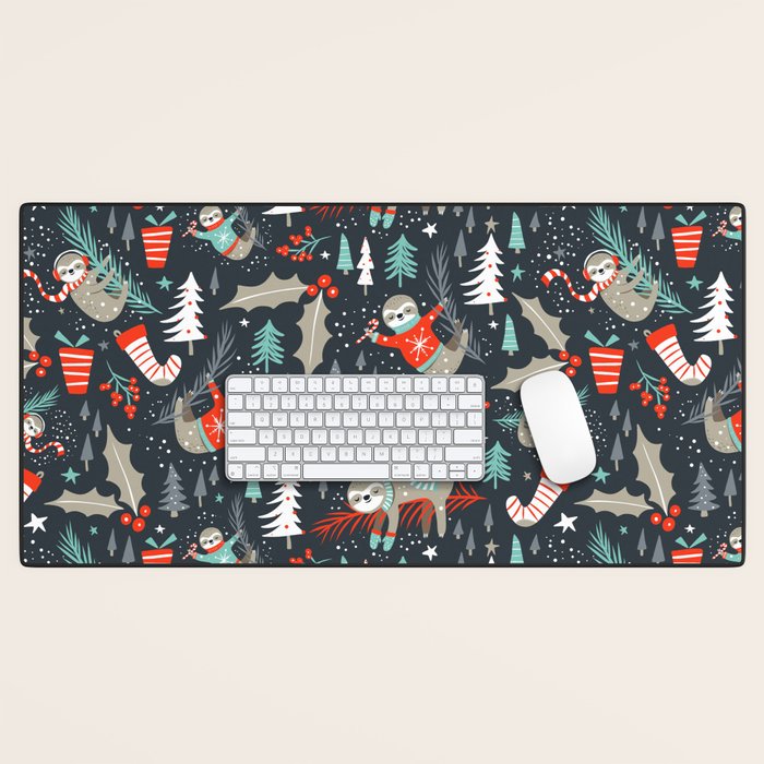 Slothy Holidays Desk Mat Gallery Image 1