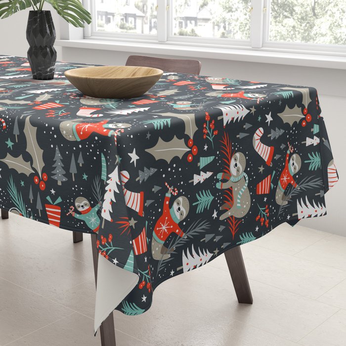 Slothy Holidays Tablecloth Gallery Image 3
