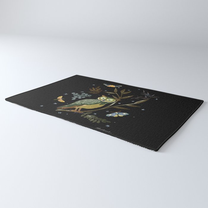 Moonlit Owl and Fluttering Moths Rug Gallery Image 3