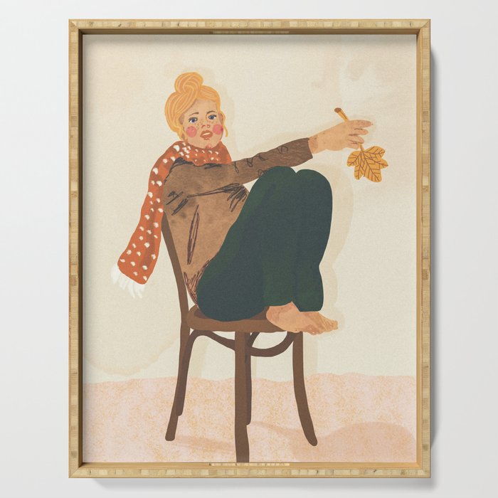 Girl who Loves Autumn Serving Tray Gallery Image 1
