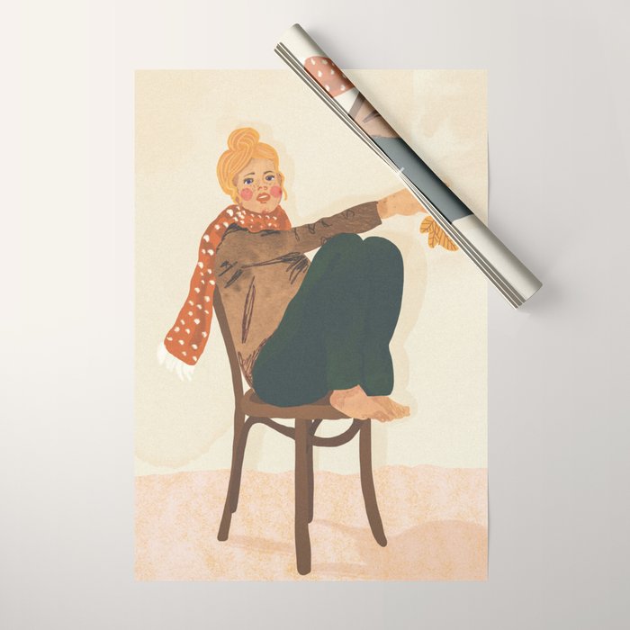Girl who Loves Autumn Wrapping Paper Gallery Image 1