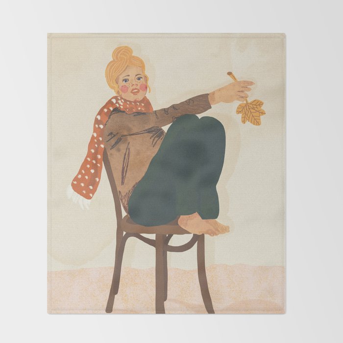 Girl who Loves Autumn Throw Blanket Gallery Image 2