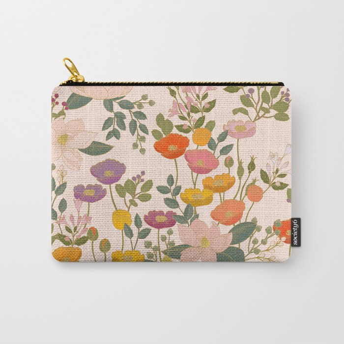 Botanical Cloisonne Garden Cream Carry All Pouch Gallery Image 1