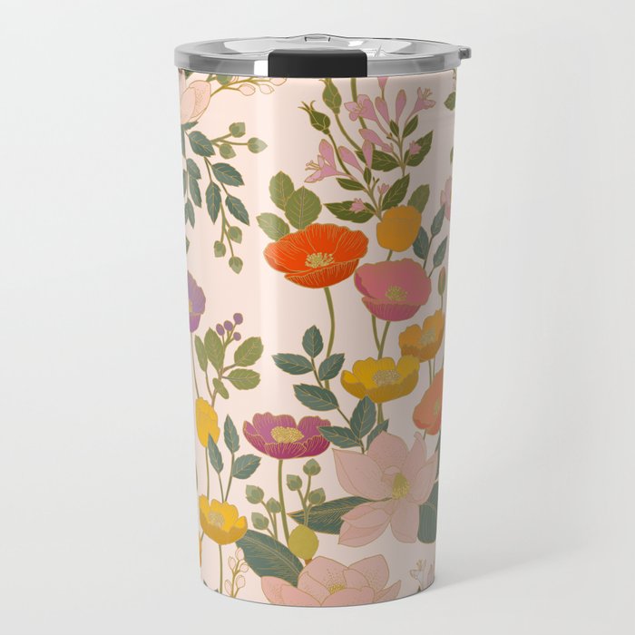 Botanical Cloisonne Garden Cream Travel Mug Gallery Image 1