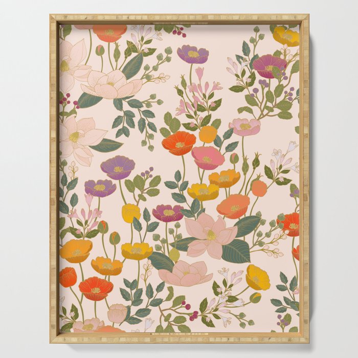 Botanical Cloisonne Garden Cream Serving Tray Gallery Image 1