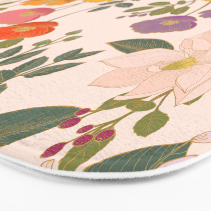 Botanical Cloisonne Garden Cream Bath Mat Gallery Image 3