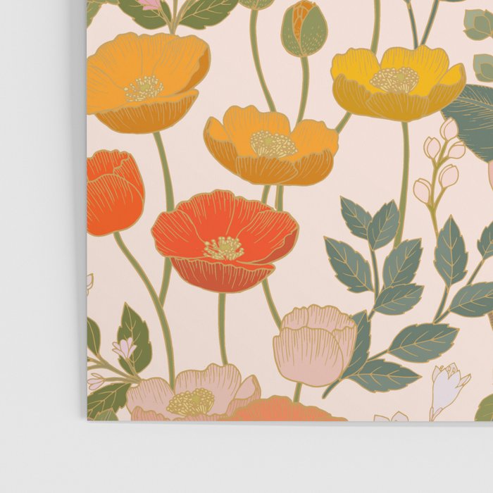 Botanical Cloisonne Garden Cream Poster Gallery Image 3