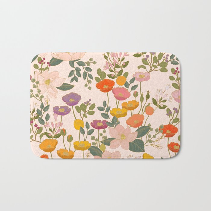 Botanical Cloisonne Garden Cream Bath Mat Gallery Image 1