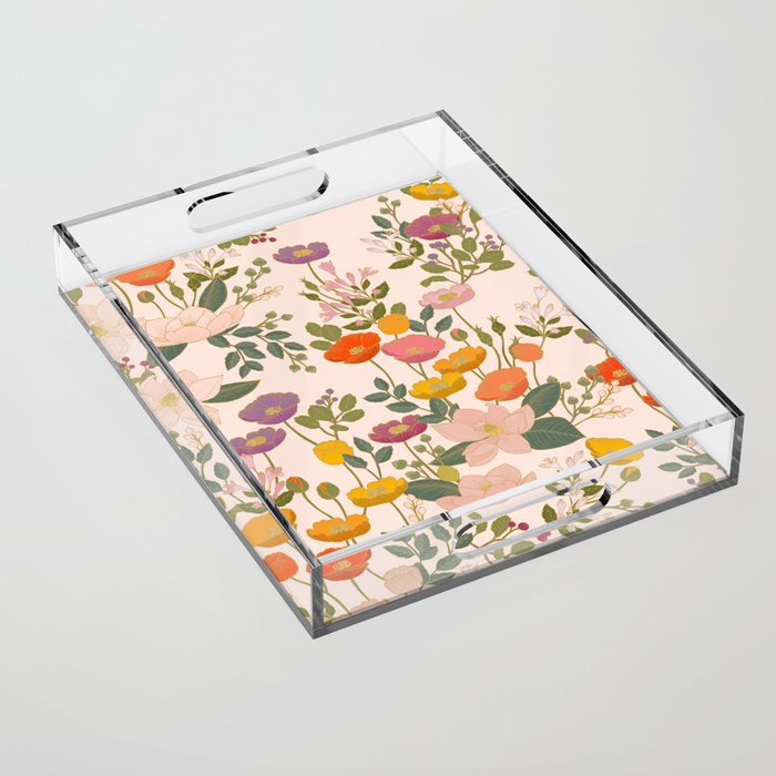 Botanical Cloisonne Garden Cream Acrylic Tray Gallery Image 1