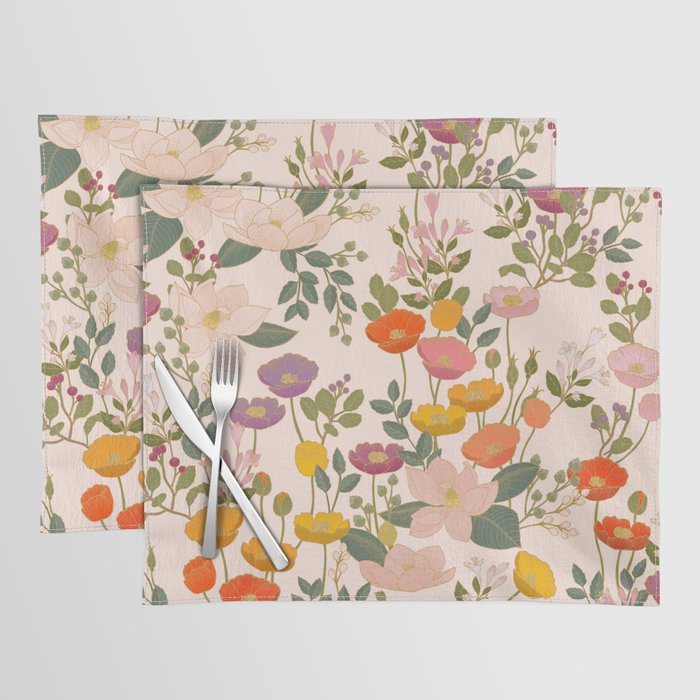 Botanical Cloisonne Garden Cream Placemat Gallery Image 1