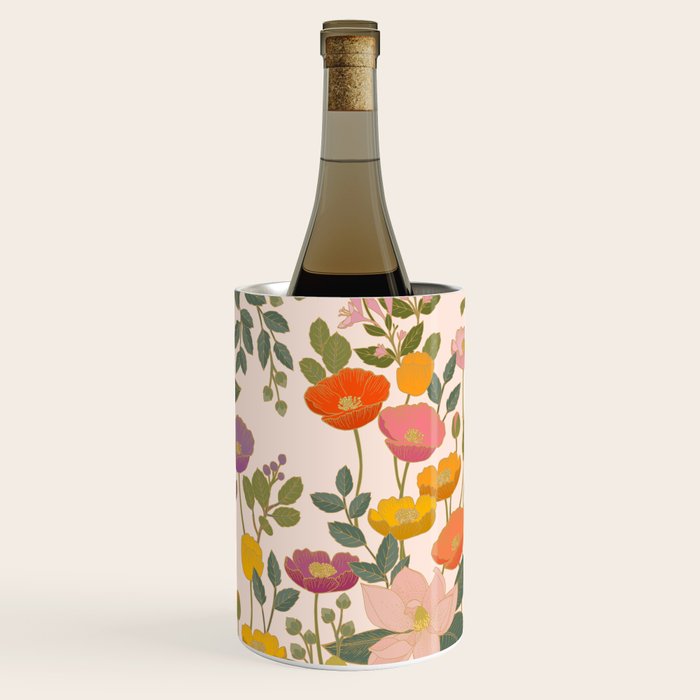 Botanical Cloisonne Garden Cream Wine Chiller Gallery Image 1