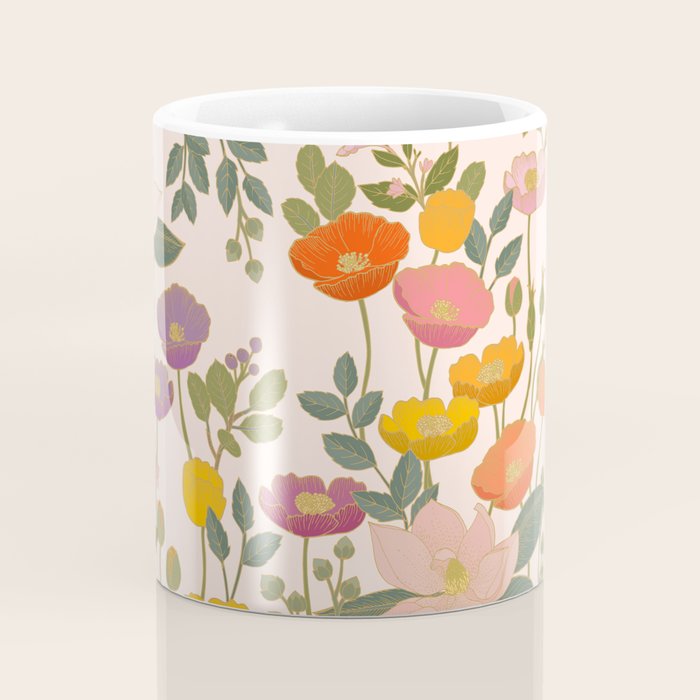 Botanical Cloisonne Garden Cream Coffee Mug Gallery Image 4