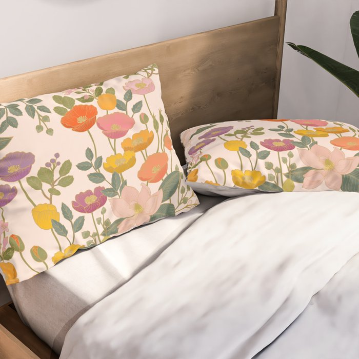 Botanical Cloisonne Garden Cream Pillow Sham Gallery Image 2