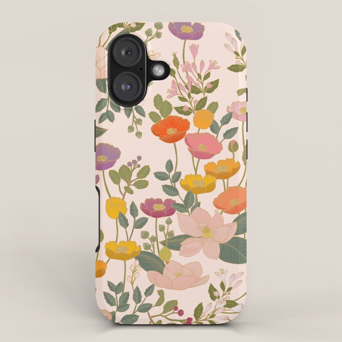 Botanical Cloisonne Garden Cream iPhone Case Gallery Image 1