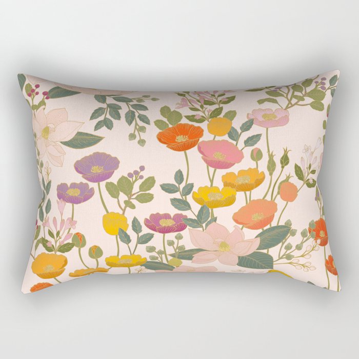 Botanical Cloisonne Garden Cream Rectangular Pillow Gallery Image 1