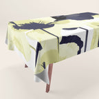 Dark Blue and Light Yellow Poppies On A White Background Fall Mood #decor #society6 #buyart Tablecloth Gallery Image 1